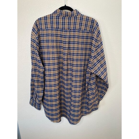 Towncraft Mens Blue yellow Shirt XXL Button-Up Cotton long sleeve collared plaid - Picture 3 of 7